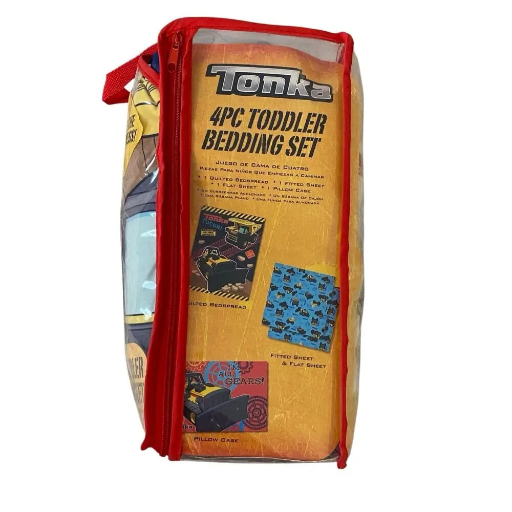 Tonka Toddler Bedding Set 4Pc Construction Truck Sheet Pillowcase Quilt Boys